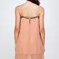 Flowy Sleeveless Mini Dress with Metallic Accents