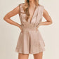 MABLE Draped Romper with Pleated Shoulder Pad Detail