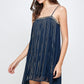 Flowy Sleeveless Mini Dress with Metallic Accents