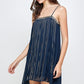 Flowy Sleeveless Mini Dress with Metallic Accents