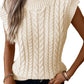 Oatmeal Cable Knit High Neck Sweater Vest Top