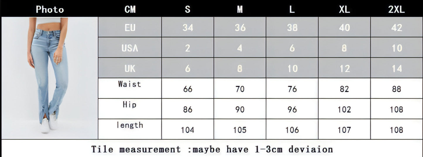 Commuter Split Straight Pants Fashionable Stretch Washed Jeans Women Bottom