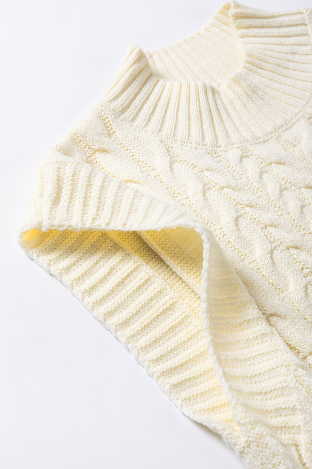 Oatmeal Cable Knit High Neck Sweater Vest Top