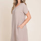 BOMBOM V-Neck Short Sleeve Dress with Pockets