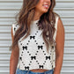 White Bow Pattern Buttoned Side Cropped Top Sweater Vest