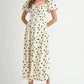 MABLE Polka Dot Puff Sleeve Midi Dress