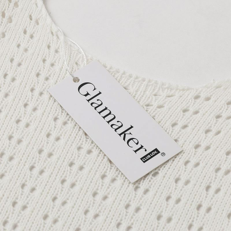 Knitted hollow out top pullover Women backless long sleeve