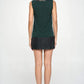 Sleeveless Shift Dress with Faux Leather Trim