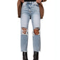 UrbanEase™ High Waist Bottom Loose Straight Trousers Women Jeans