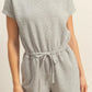 HYFVE Round Neck Short Sleeve Drawstring Waist Romper