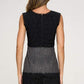Sleeveless Textured Dress with Lace Trim Hem