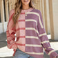 Pink Stripe Color block Oversized Sweater Top