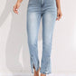 Commuter Split Straight Pants Fashionable Stretch Washed Jeans Women Bottom