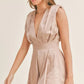 MABLE Draped Romper with Pleated Shoulder Pad Detail