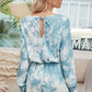 Tie Dye Round Neck Drawstring Romper