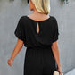 Boat Neck Short Sleeve Waist Tie Loose Romper