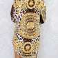 Glod leopard paisley patchwork shirt dress Women