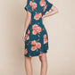 BOMBOM Floral Round Neck Short Tee Dress with Pockets