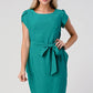 Elegant Cap-Sleeve Dress with Tie Waist