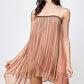 Flowy Sleeveless Mini Dress with Metallic Accents