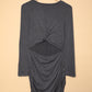 Gray Long Sleeve Cut-out Twist Ruched Bodycon Mini Dress