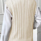 Oatmeal Cable Knit High Neck Sweater Vest Top