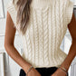 Oatmeal Cable Knit High Neck Sweater Vest Top