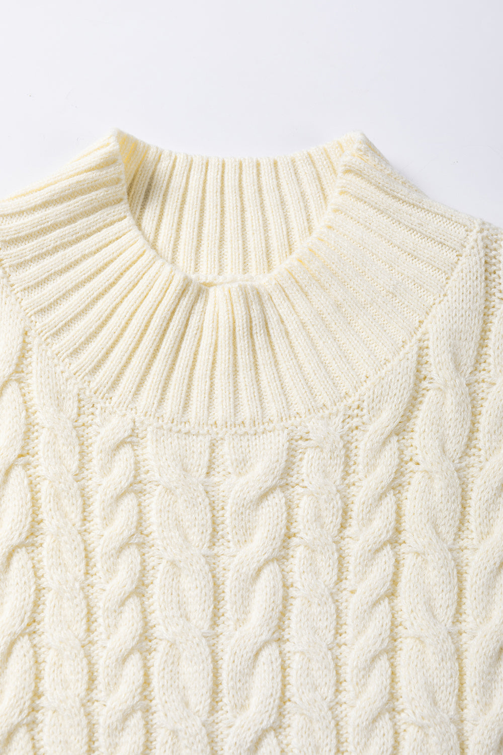Oatmeal Cable Knit High Neck Sweater Vest Top