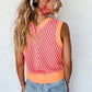 Strawberry Pink Contrast Chevron Knit V Neck Sweater Vest Top