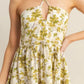 HYFVE Floral Print Halter Neck Tiered Mini Dress