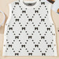 White Bow Pattern Buttoned Side Cropped Top Sweater Vest