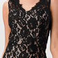Sleeveless Lace Overlay Dress with Scalloped Edges