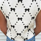 White Bow Pattern Buttoned Side Cropped Top Sweater Vest