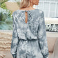 Tie Dye Round Neck Drawstring Romper