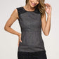 Sleeveless Textured Dress with Lace Trim Hem