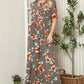 BOMBOM Floral Round Neck Short Sleeve Maxi Tee Dress