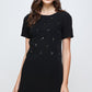 Embellished Short Sleeve Mini Dress