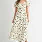 MABLE Polka Dot Puff Sleeve Midi Dress