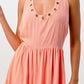 Sleeveless A-Line Dress with Grommet Detail