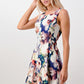 Sleeveless A-Line Dress with Watercolor Floral Print