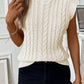 Oatmeal Cable Knit High Neck Sweater Vest Top