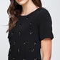 Embellished Short Sleeve Mini Dress