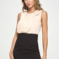 Sleeveless Two-Tone Draped Mini Dress