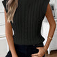 Oatmeal Cable Knit High Neck Sweater Vest Top