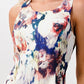 Sleeveless A-Line Dress with Watercolor Floral Print