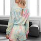Tie Dye Round Neck Drawstring Romper