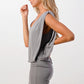 Sleeveless Draped Mini Dress with V-Neckline