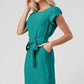 Elegant Cap-Sleeve Dress with Tie Waist