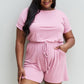 Zenana Chilled Out Full Size Short Sleeve Romper in Light Carnation