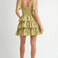 MABLE Floral Print Shoulder Tie Layered Mini Dress